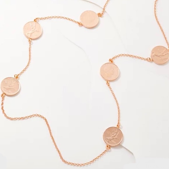 Toscana 18K Gold 36” Lire Coin Station Necklace - Picture 1 of 3